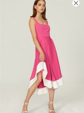 Women's Hot Pink High-Low Dress with White Hem